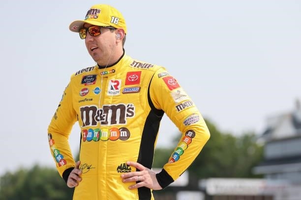 Kyle Busch, driver of the M&M's Ice Cream Toyota, waits on the grid during the NASCAR Xfinity Series Henry 180 at Road America on July 03, 2021 in...