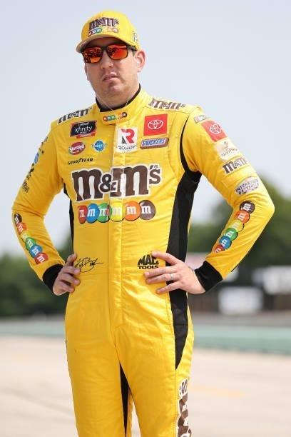 Kyle Busch, driver of the M&M's Ice Cream Toyota, waits on the grid during the NASCAR Xfinity Series Henry 180 at Road America on July 03, 2021 in...