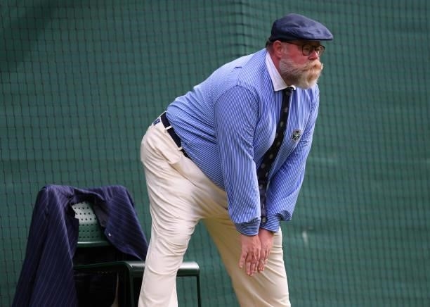 Line judge is seen during Day Six of The Championships - Wimbledon 2021 at All England Lawn Tennis and Croquet Club on July 03, 2021 in London,...