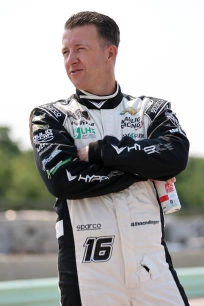 Allmendinger, driver of the Hyperice Chevrolet, waits on the grid during the NASCAR Xfinity Series Henry 180 at Road America on July 03, 2021 in...