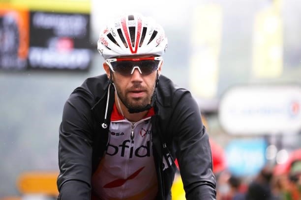 Jesús Herrada of Spain and Team Cofidis at arrival during the 108th Tour de France 2021, Stage 8 a 150,8km stage from Oyonnax to Le Grand-Bornand /...