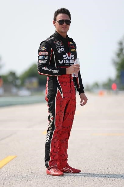 Gray Gaulding, driver of the Chevrolet, waits on the grid during the NASCAR Xfinity Series Henry 180 at Road America on July 03, 2021 in Elkhart...