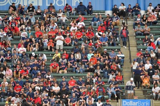 Fans fill the stands at Progressive Field during the game between the Cleveland Indians and the Houston Astros on July 02, 2021 in Cleveland, Ohio.