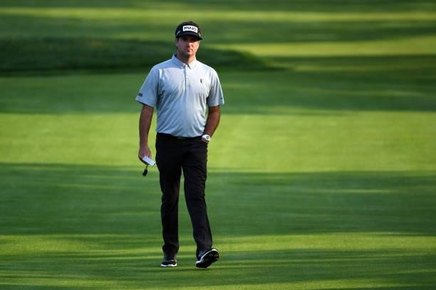 Bubba Watson walks along the second hole during the third round of the Rocket Mortgage Classic on July 03, 2021 at the Detroit Golf Club in Detroit,...