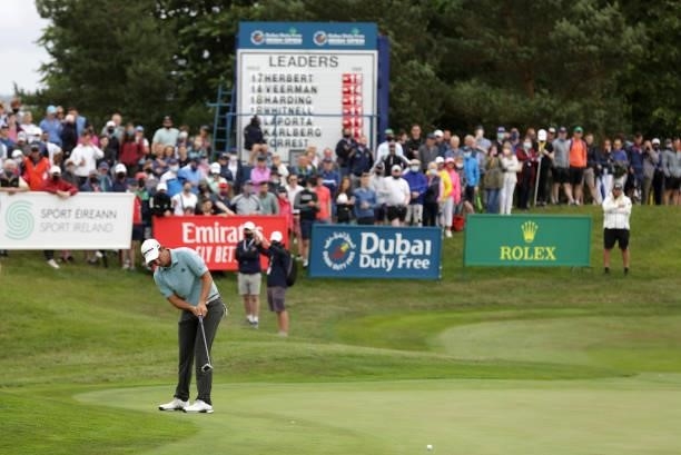 Lucas Herbert of Australia putts on the 18th green during Day Three of The Dubai Duty Free Irish Open at Mount Juliet Golf Club on July 03, 2021 in...