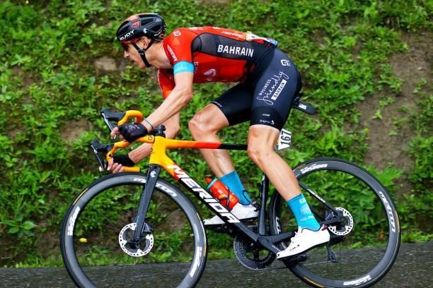 Dylan Teuns of Belgium and Team Bahrain - Victorious during the 108th Tour de France 2021, Stage 8 a 150,8km stage from Oyonnax to Le Grand-Bornand /...