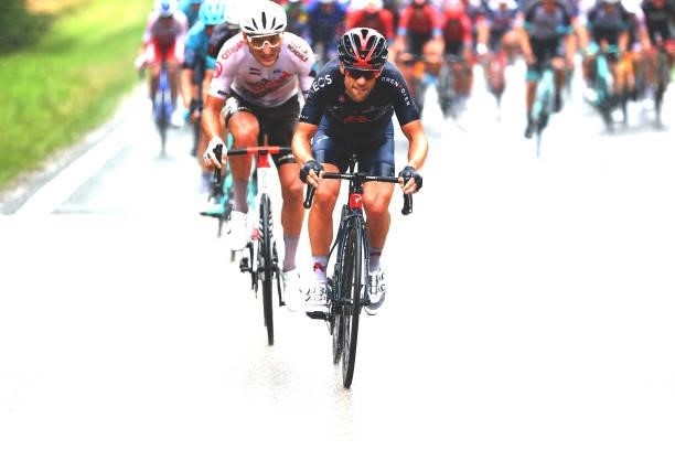 Nans Peters of France and AG2R Citroën Team & Richie Porte of Australia and Team INEOS Grenadiers during the 108th Tour de France 2021, Stage 8 a...