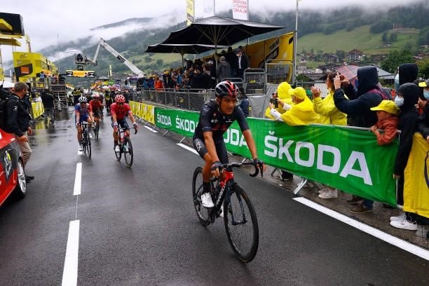 Richard Carapaz of Ecuador and Team INEOS Grenadiers at arrival during the 108th Tour de France 2021, Stage 8 a 150,8km stage from Oyonnax to Le...