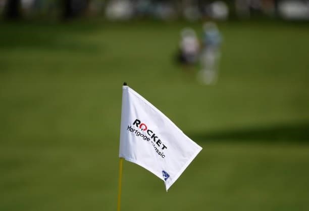 Pin flag during the third round of the Rocket Mortgage Classic on July 03, 2021 at the Detroit Golf Club in Detroit, Michigan.