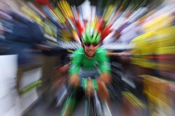 Mark Cavendish of The United Kingdom and Team Deceuninck - Quick-Step Green Points Jersey at start during the 108th Tour de France 2021, Stage 8 a...
