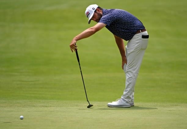 Robert Streb after missing a putt on the fourth green during the third round of the Rocket Mortgage Classic on July 03, 2021 at the Detroit Golf Club...