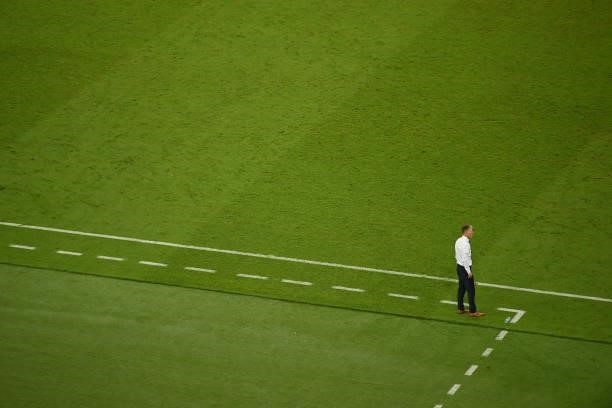 Jaroslav Silhavy, Head Coach of Czech Republic looks on during the UEFA Euro 2020 Championship Quarter-final match between Czech Republic and Denmark...