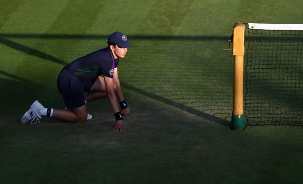 Ball boy is seen during Day Six of The Championships - Wimbledon 2021 at All England Lawn Tennis and Croquet Club on July 03, 2021 in London, England.
