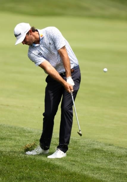 Max Homa plays his shot on the third hole during the third round of the Rocket Mortgage Classic on July 03, 2021 at the Detroit Golf Club in Detroit,...