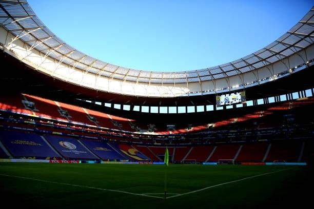 General view of the stadium prior to a quarter-final match of Copa America Brazil 2021 between Colombia and Uruguay at Mane Garrincha Stadium on July...