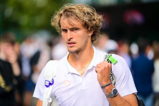 Alexander Zverev of Germany walks back to the dressing room after his victory over Taylor Fritz of the United States in the third round of the...