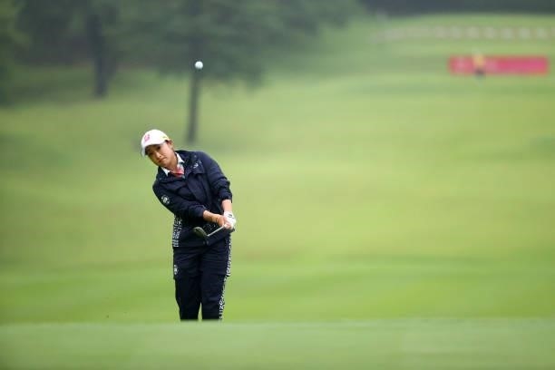 Yuna Takagi of Japan chips onto the 17th green during the rest of third round of the Shiseido Ladies Open at Totsuka Country Club on July 4, 2021 in...