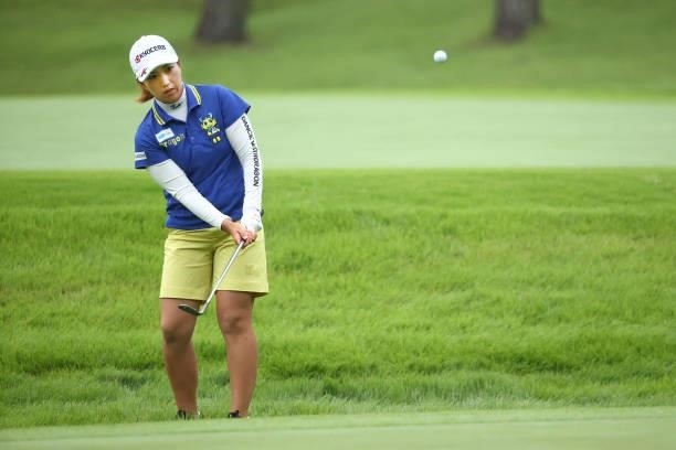 Ritsuko Ryu of Japan chips onto the 17th green during the rest of the third round of the Shiseido Ladies Open at Totsuka Country Club on July 4, 2021...
