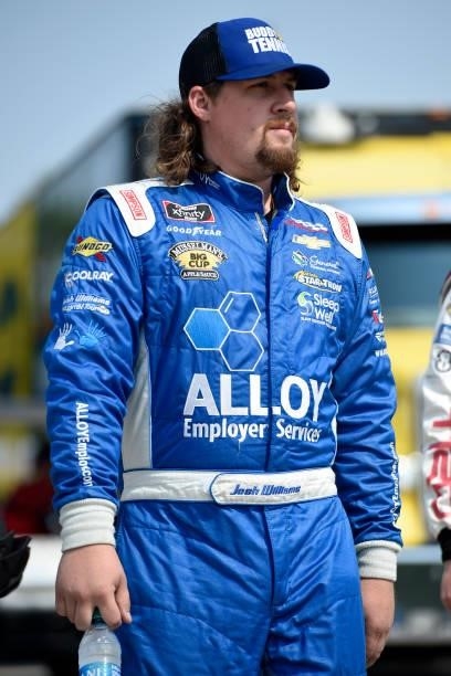 Josh Williams, driver of the Alloy Employer Services Chevrolet, walks the grid during the NASCAR Xfinity Series Henry 180 at Road America on July 03,...