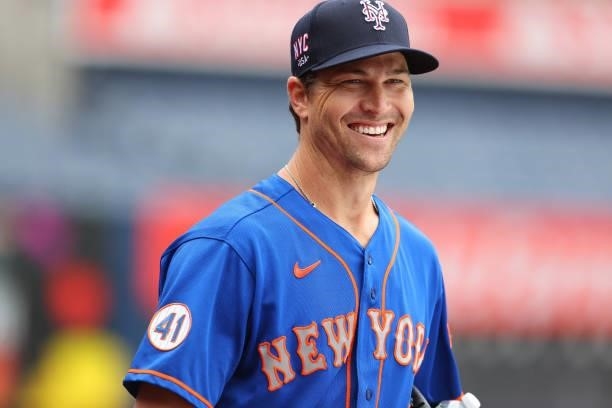 Jacob deGrom of the New York Mets before a game against the New York Yankees at Yankee Stadium on July 3, 2021 in New York City.