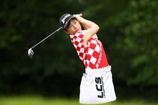 Nana Suganuma of Japan hits her tee shot on the 2nd hole during the final round of the Shiseido Ladies Open at Totsuka Country Club on July 4, 2021...