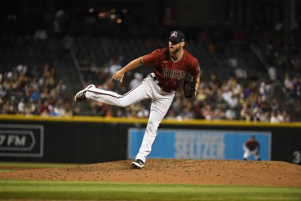 Matt Peacock of the Arizona Diamondbacks delivers a pitch against the San Francisco Giants at Chase Field on July 02, 2021 in Phoenix, Arizona.