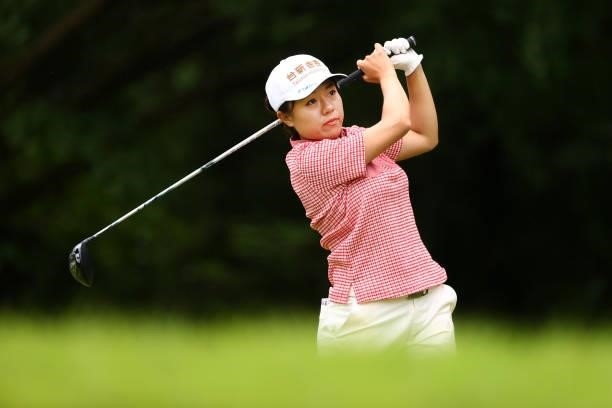 Pei-Ying Tsai of Chinese Taipei hits her tee shot on the 2nd hole during the final round of the Shiseido Ladies Open at Totsuka Country Club on July...