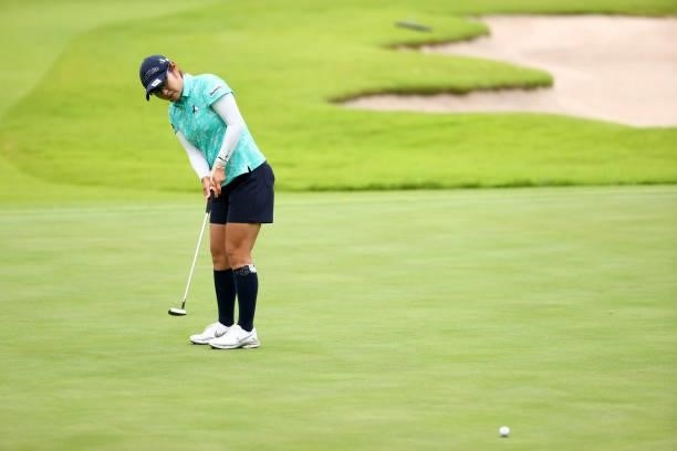 Saiki Fujita of Japan attempts a putt on the 1st green during the final round of the Shiseido Ladies Open at Totsuka Country Club on July 4, 2021 in...