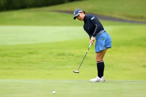 Yuri Yoshida of Japan attempts a putt on the 1st green during the final round of the Shiseido Ladies Open at Totsuka Country Club on July 4, 2021 in...