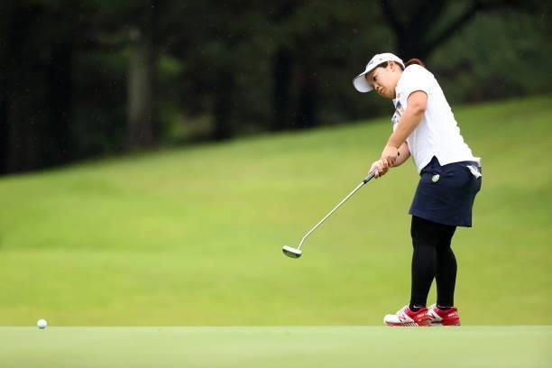 Ayaka Morioka of Japan attempts a putt on the 4th green during the final round of the Shiseido Ladies Open at Totsuka Country Club on July 4, 2021 in...