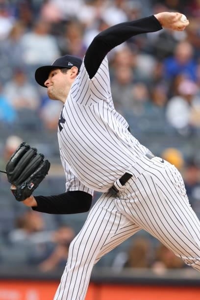 Jordan Montgomery of the New York Yankees in action against the New York Mets during a game at Yankee Stadium on July 3, 2021 in New York City.