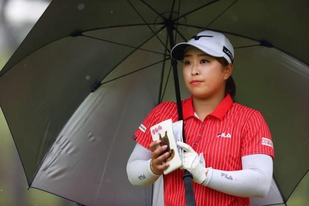 Mao Saigo of Japan is seen on the 13th hole during the final round of the Shiseido Ladies Open at Totsuka Country Club on July 4, 2021 in Yokohama,...