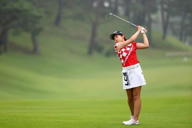 Nana Suganuma of Japan hits her second shot on the 18th hole during the final round of the Shiseido Ladies Open at Totsuka Country Club on July 4,...