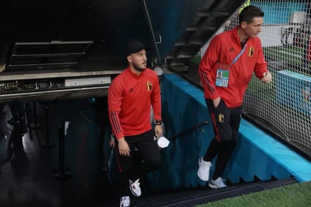 Eden Hazard of Belgium walks out of the tunnel prior to the UEFA Euro 2020 Championship Quarter-final match between Belgium and Italy at Football...