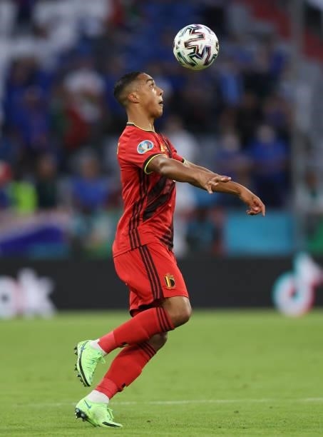 Youri Tielemans of Belgium controls the ball during the UEFA Euro 2020 Championship Quarter-final match between Belgium and Italy at Football Arena...