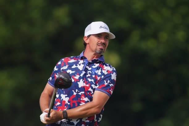 Paul Peterson of the USA in action during Day Four of the Kaskada Golf Challenge at Kaskada Golf Resort on July 04, 2021 in Brno, Czech Republic.