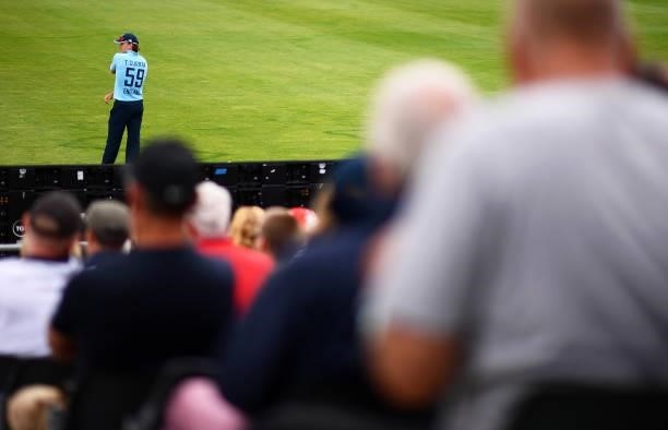 Tom Curran of England looks on during the 3rd ODI match between England and Sri Lanka at Bristol County Ground on July 04, 2021 in Bristol, England.