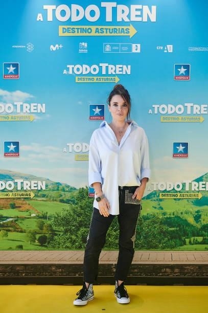 Carme Chaparro attends to premiere film of 'A Todo Tren. Destino Asturias" at Kinepolis Cinemas on July 04, 2021 in Madrid, Spain.