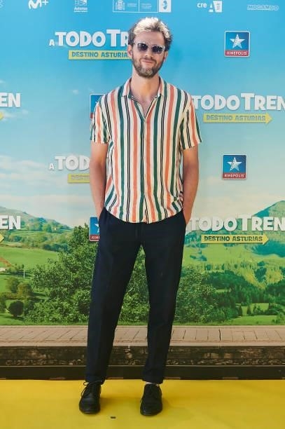 Eloy Azorín attends to premiere film of 'A Todo Tren. Destino Asturias" at Kinepolis Cinemas on July 04, 2021 in Madrid, Spain.