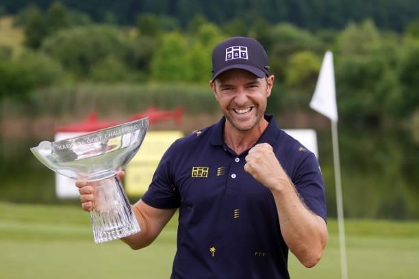 Marcel Schneider of Germany celebrates after winning the Kaskada Golf Challenge during Day Four of the Kaskada Golf Challenge at Kaskada Golf Resort...