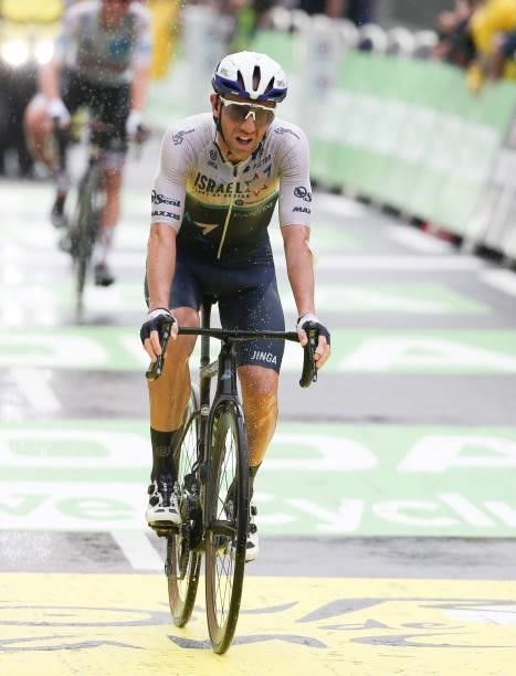Michael Woods of Canada and Israel Start-Up Nation crosses the finish line during stage 8 of the 108th Tour de France 2021, a stage of 151 km between...