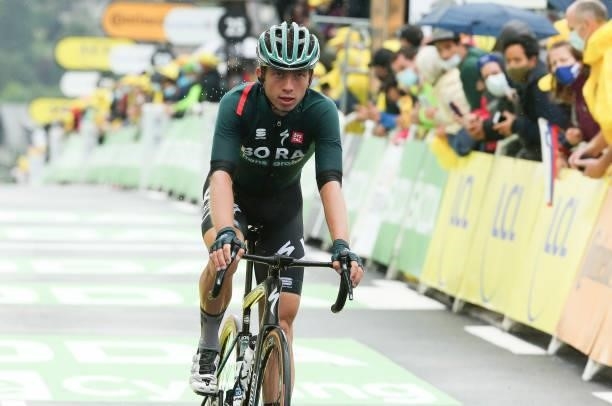 Ide Schelling of Netherlands and Bora - Hansgrohe crosses the finish line during stage 8 of the 108th Tour de France 2021, a stage of 151 km between...