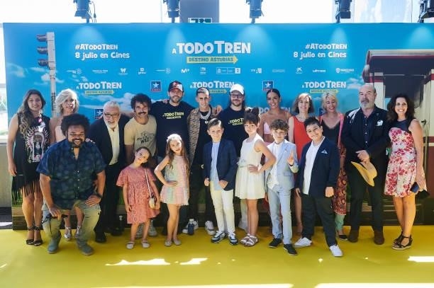 Full Cast of the film attends to premiere film of 'A Todo Tren. Destino Asturias" at Kinepolis Cinemas on July 04, 2021 in Madrid, Spain.