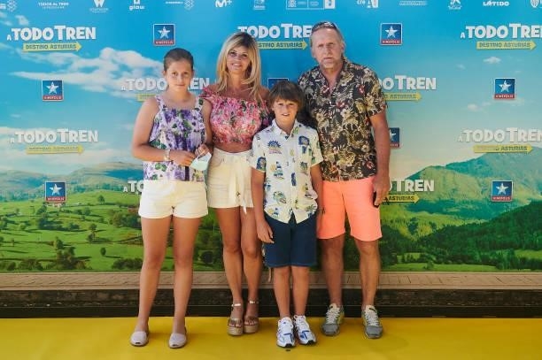 Bernd Schuster with his family attends to premiere film of 'A Todo Tren. Destino Asturias" at Kinepolis Cinemas on July 04, 2021 in Madrid, Spain.