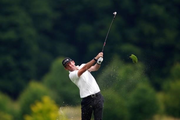 Josh Geary of New Zealand in action during Day Four of the Kaskada Golf Challenge at Kaskada Golf Resort on July 04, 2021 in Brno, Czech Republic.