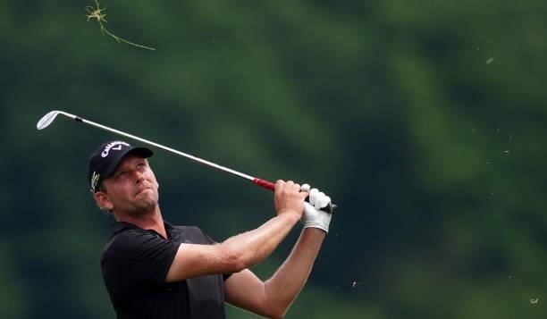 Marcel Siem of Germany in action during Day Four of the Kaskada Golf Challenge at Kaskada Golf Resort on July 04, 2021 in Brno, Czech Republic.