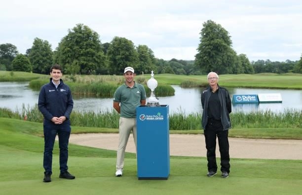 Lucas Herbert of Australia with the winners trophy and members of the prize giving party after the final round of The Dubai Duty Free Irish Open at...
