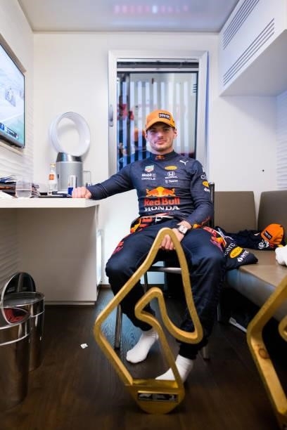 Race winner Max Verstappen of Netherlands and Red Bull Racing poses for a photo with his trophy after the F1 Grand Prix of Austria at Red Bull Ring...