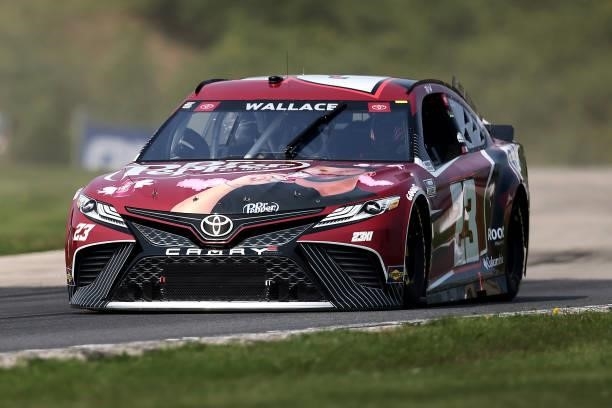 Bubba Wallace, driver of the Dr. Pepper Toyota, drives during qualifying for the NASCAR Cup Series Jockey Made in America 250 Presented by Kwik Trip...