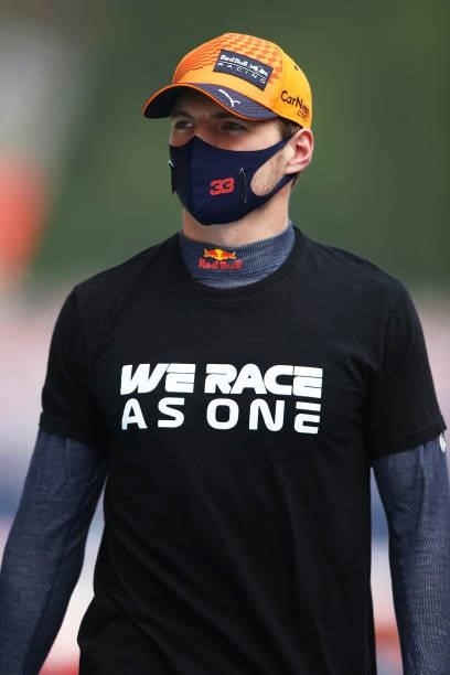Max Verstappen of Netherlands and Red Bull Racing walks to the grid before the F1 Grand Prix of Austria at Red Bull Ring on July 04, 2021 in...